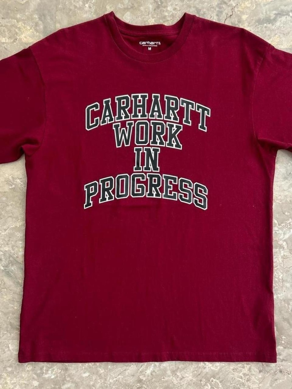 Carhartt WIP Work In Progress Collegiate Logo T-Shirt Medium Burgundy